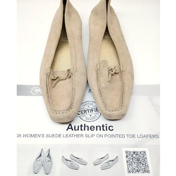 Prada Beige Suede Leather Pointed Loafers Made in Italy Size 39 - Picture 4 of 6